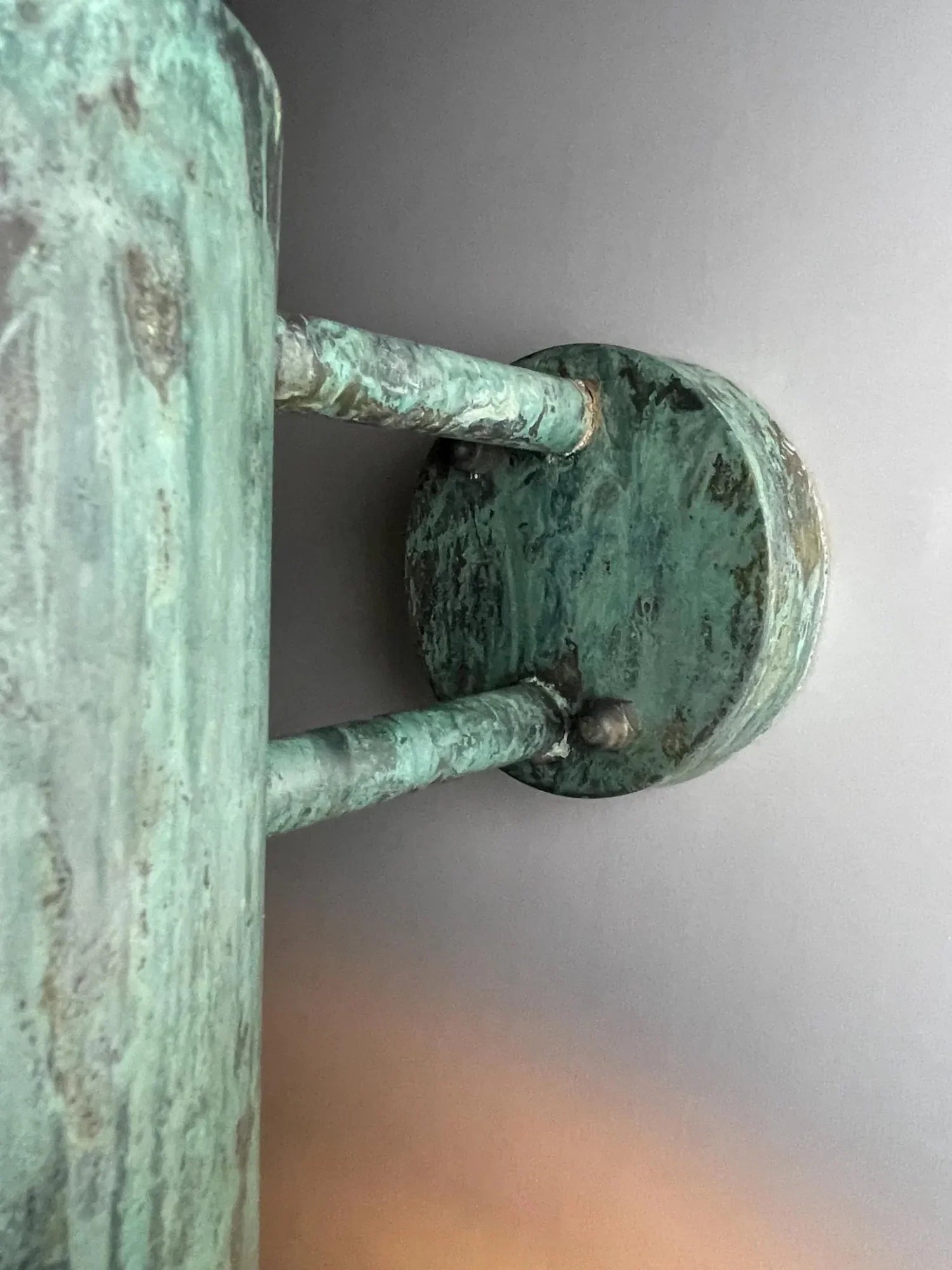 Oxidized Copper Cylinder Wall Sconce - Rustic Green Patina Light