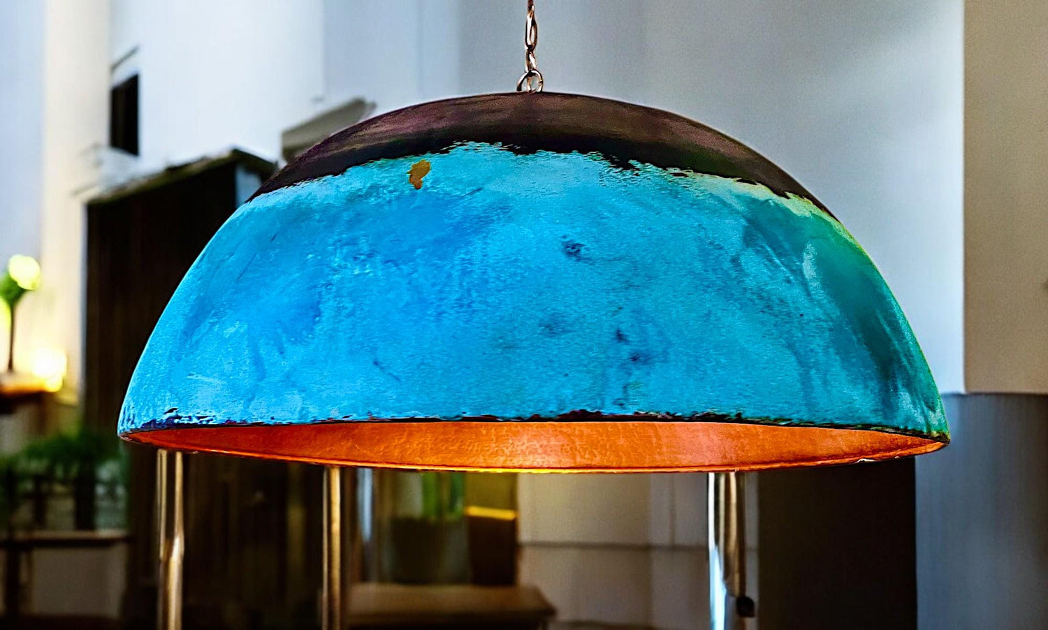 Oxidized Copper Kitchen Island Pendant Light - Farmhouse Hanging Lamp