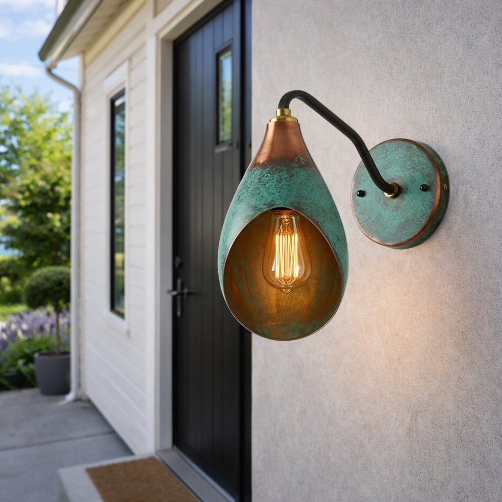 Oxidized Teardrop Copper Wall Sconce