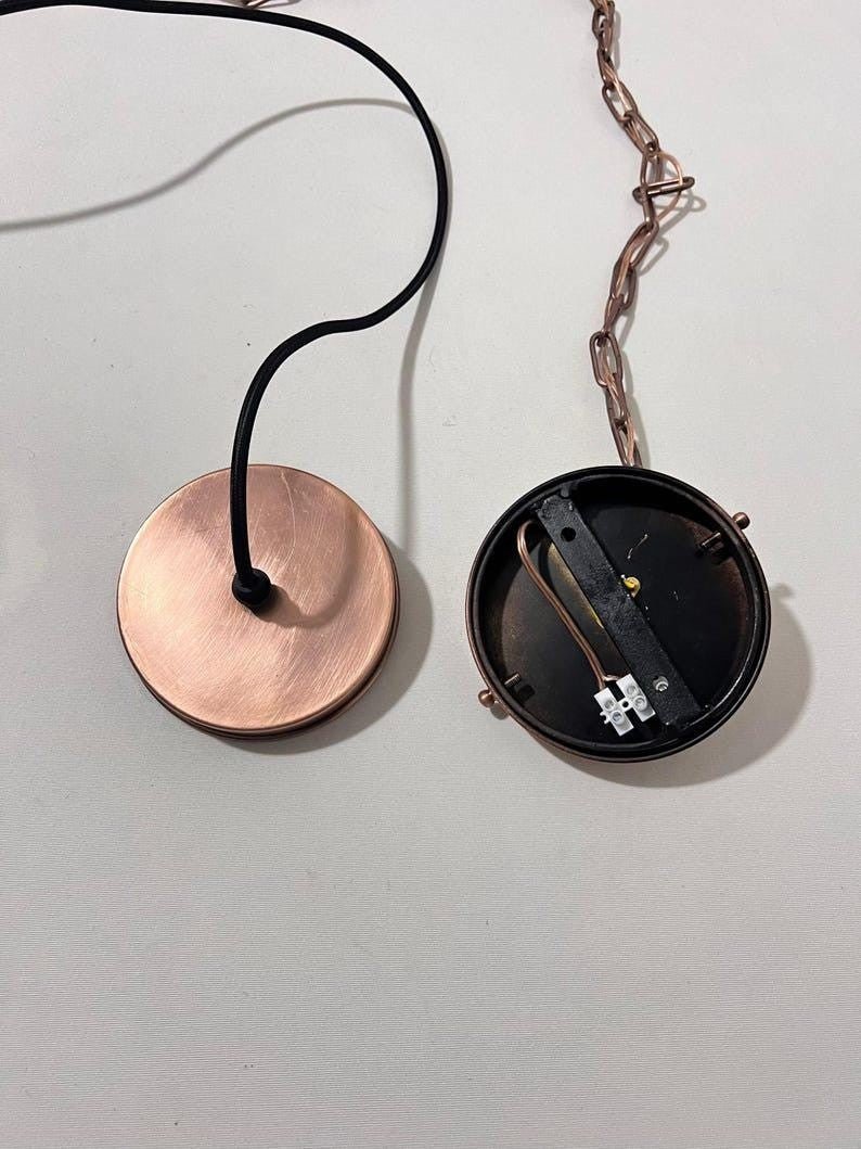 Oxidized Farmhouse Copper Pendant Light - Patina Hanging Lampshade