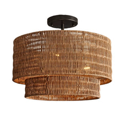 Paloma rattan double drum pendant