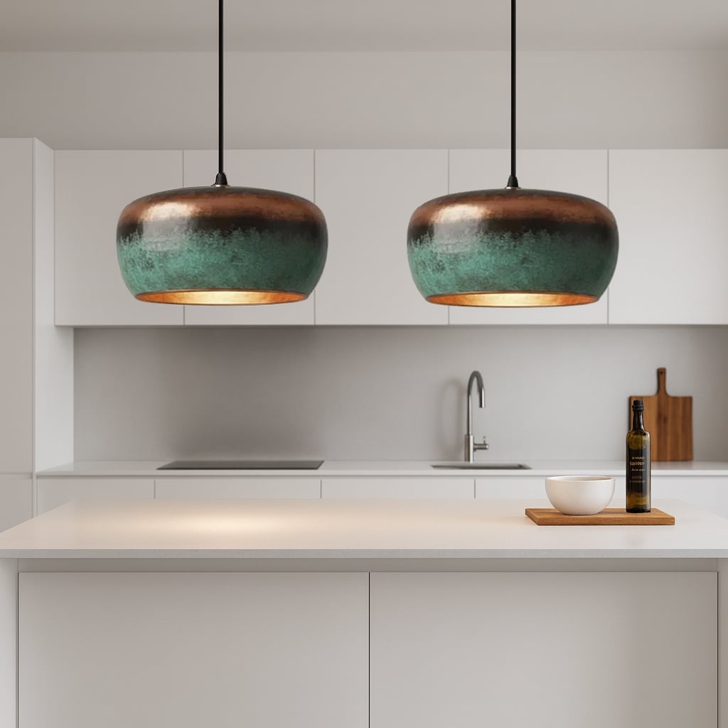 Rounded Patina Copper pendant light
