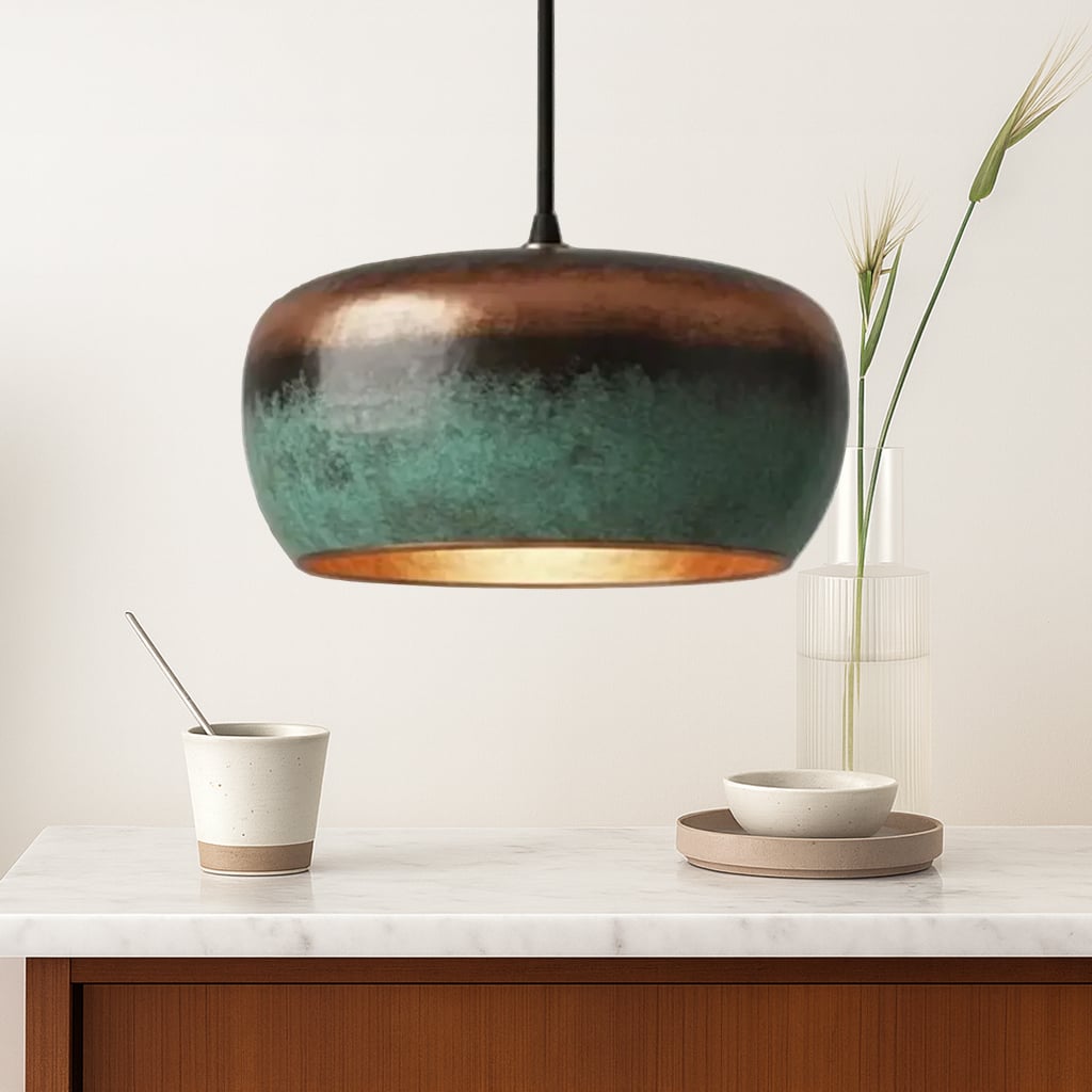 Rounded Patina Copper pendant light