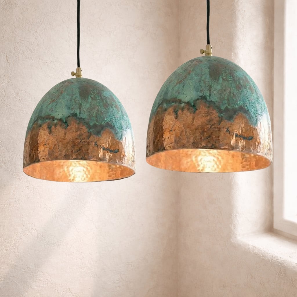 Two Tone Oxidized Copper Pendant Light