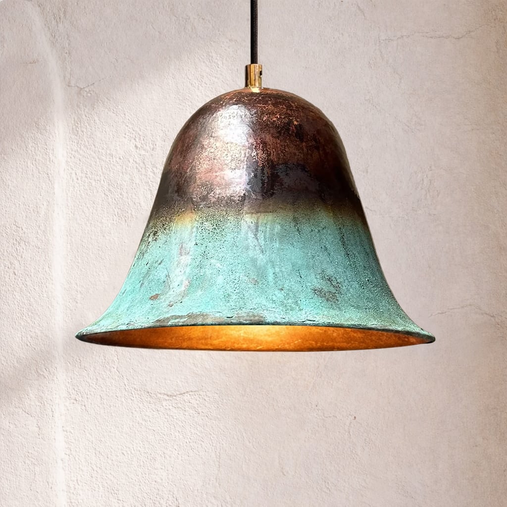 Oxidized Flared Bell Shape Copper Pendant Light