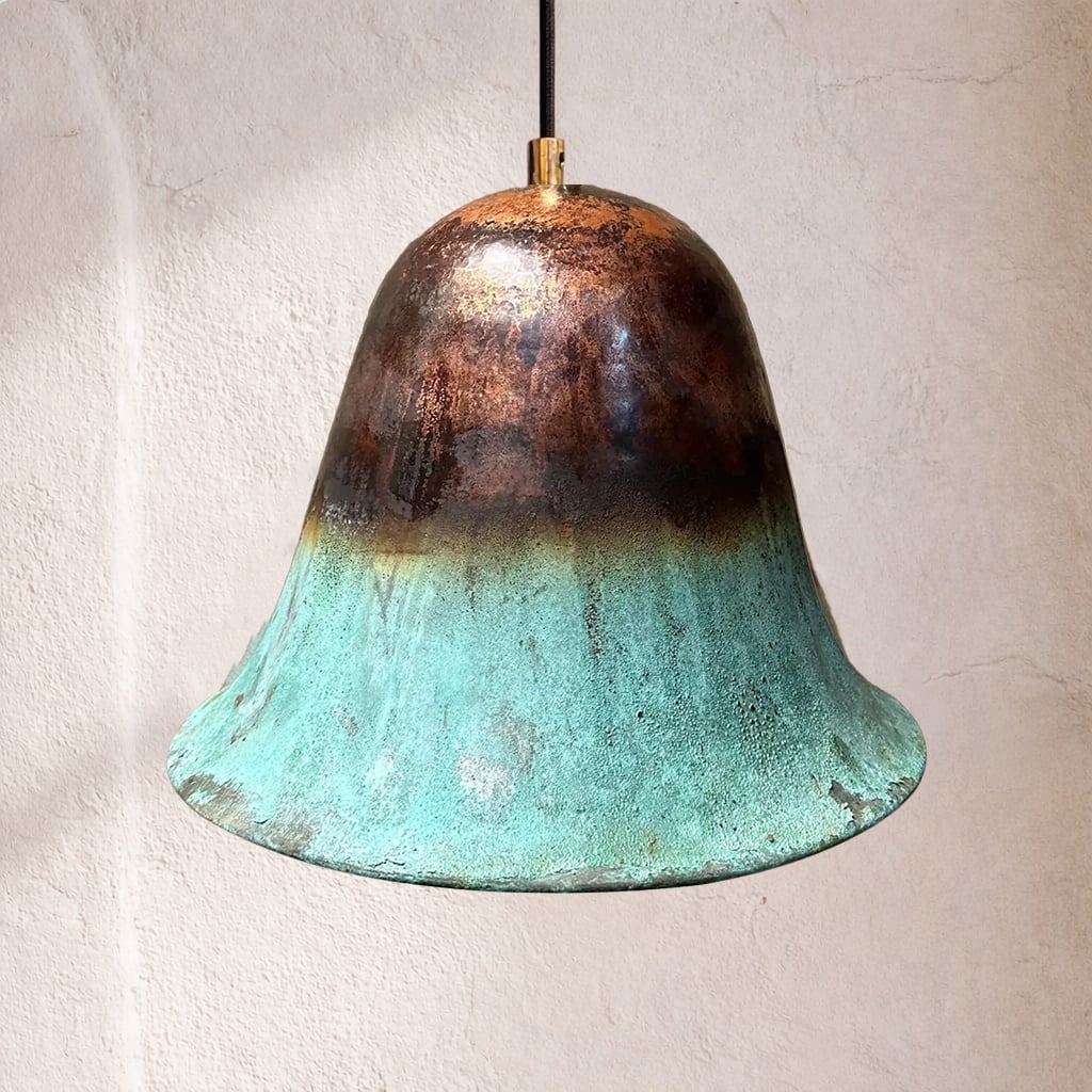 Oxidized Flared Bell Shape Copper Pendant Light