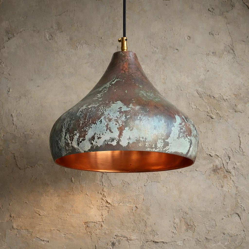 Patinated Spun Copper Pendant