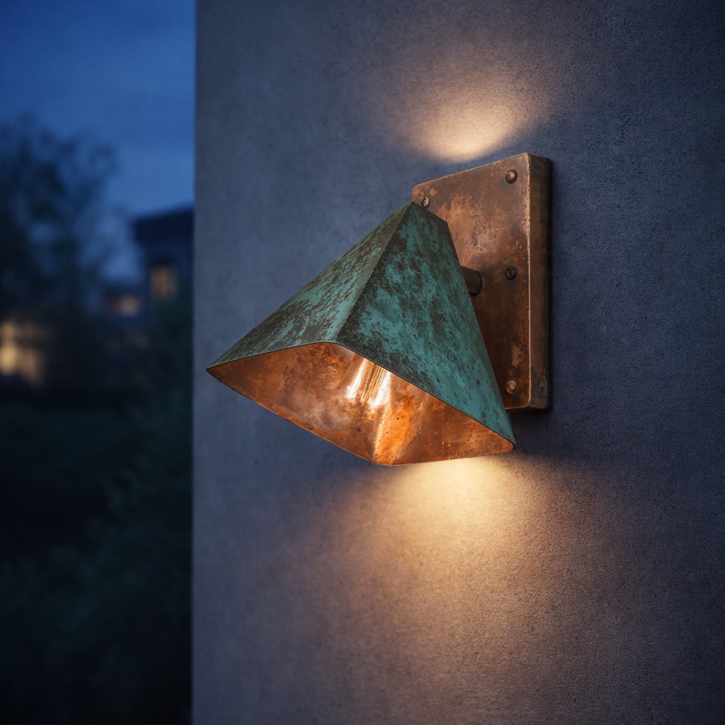 Pyramidal Oxidized Copper Wall Sconce