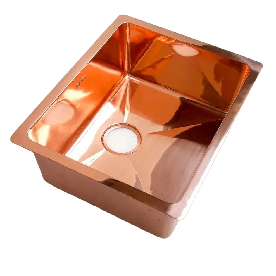 Polished Copper Single Bowl Drop-In Sink – Modern Kitchen Elegance
