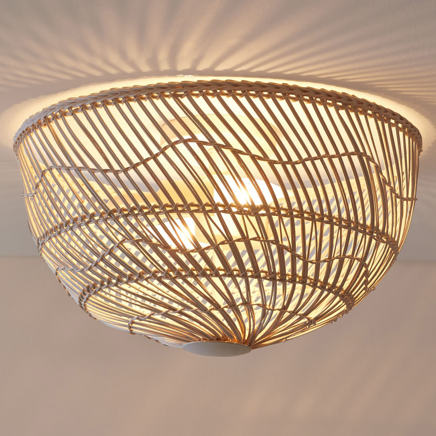 Pottery Barn Dome Rattan Ceiling Light