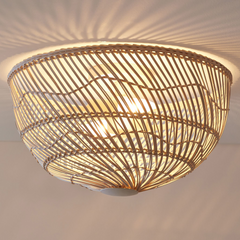 Pottery Barn Dome Rattan Ceiling Light