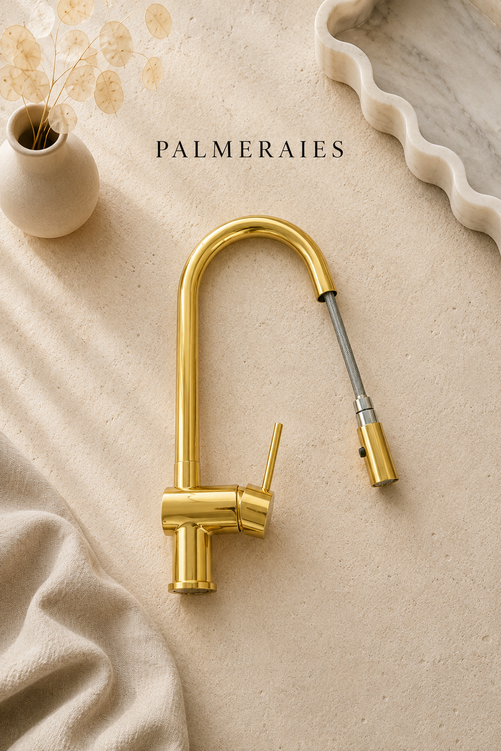 Unlacquered Brass Pull-Down Kitchen Faucet  - Brass Kitchen Faucet