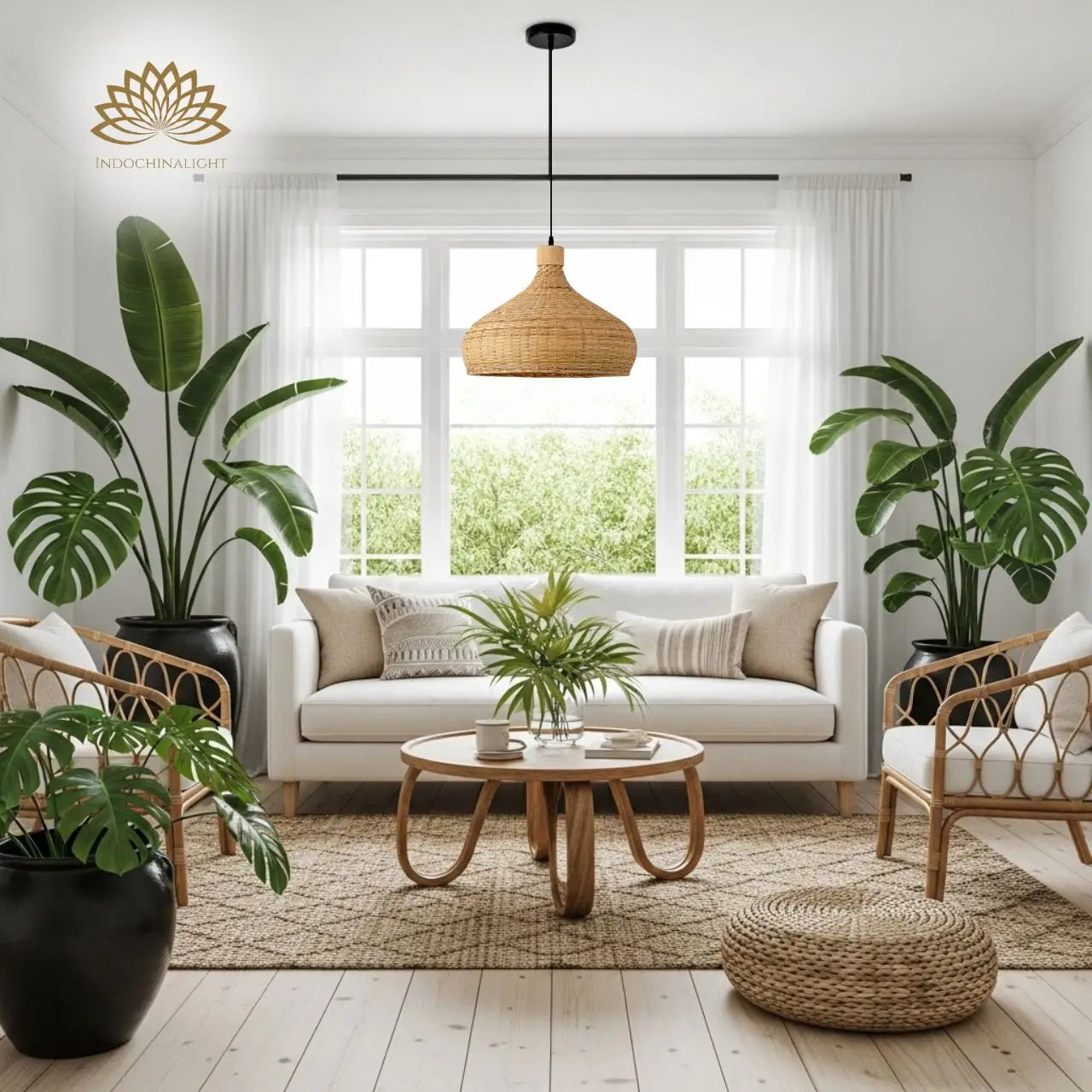 Rasa Bamboo Wicker Dome Pendant Light