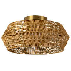 Rennnsan Boho Rattan Wicker Drum Semi Flush Mount