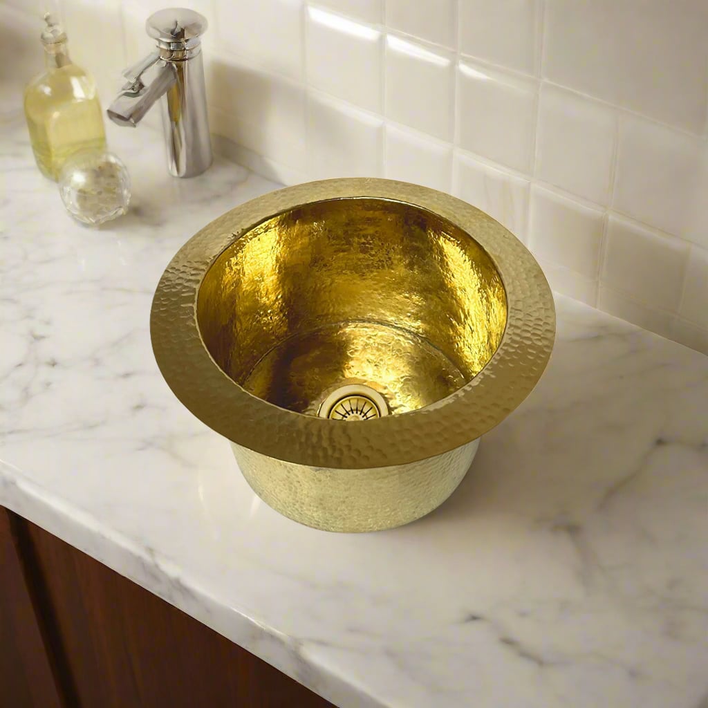Hammered Unlacquered Brass Bar Sink