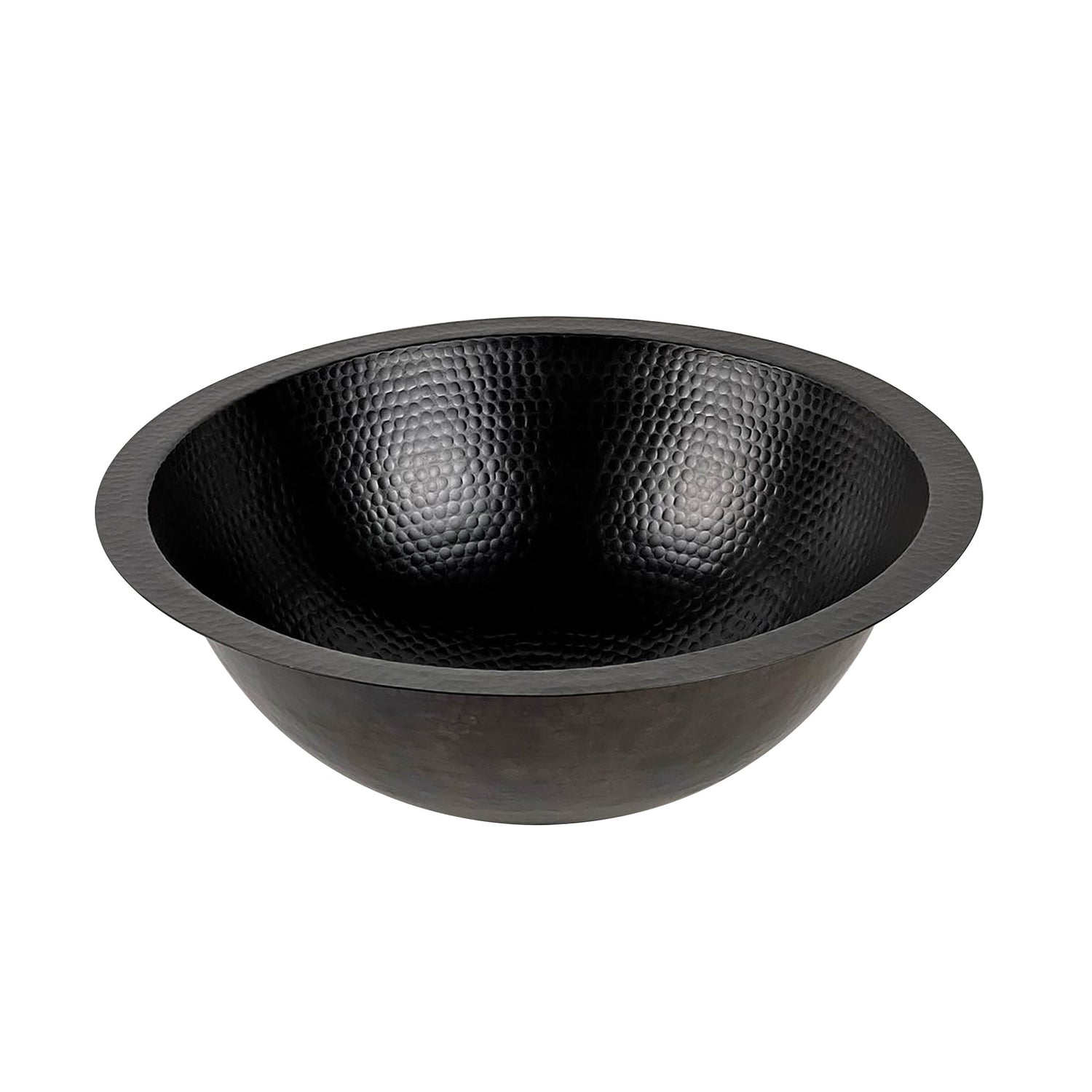 Black Hammered Copper Drop-In Sink – Round Bathroom Vanity Basin