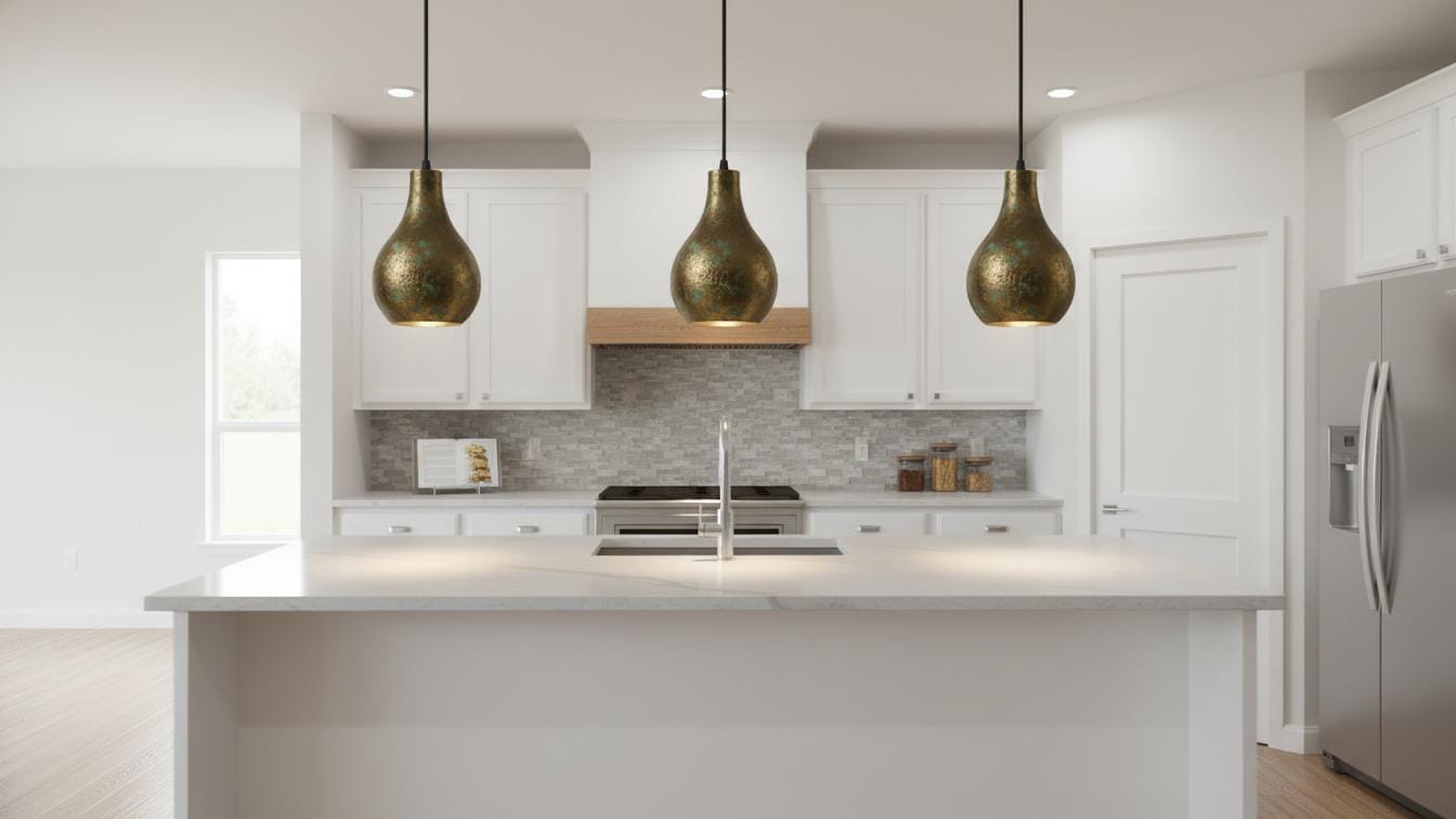 Rustic Brass Teardrop Pendant Light - Hammered Verdigris Ceiling Lamp
