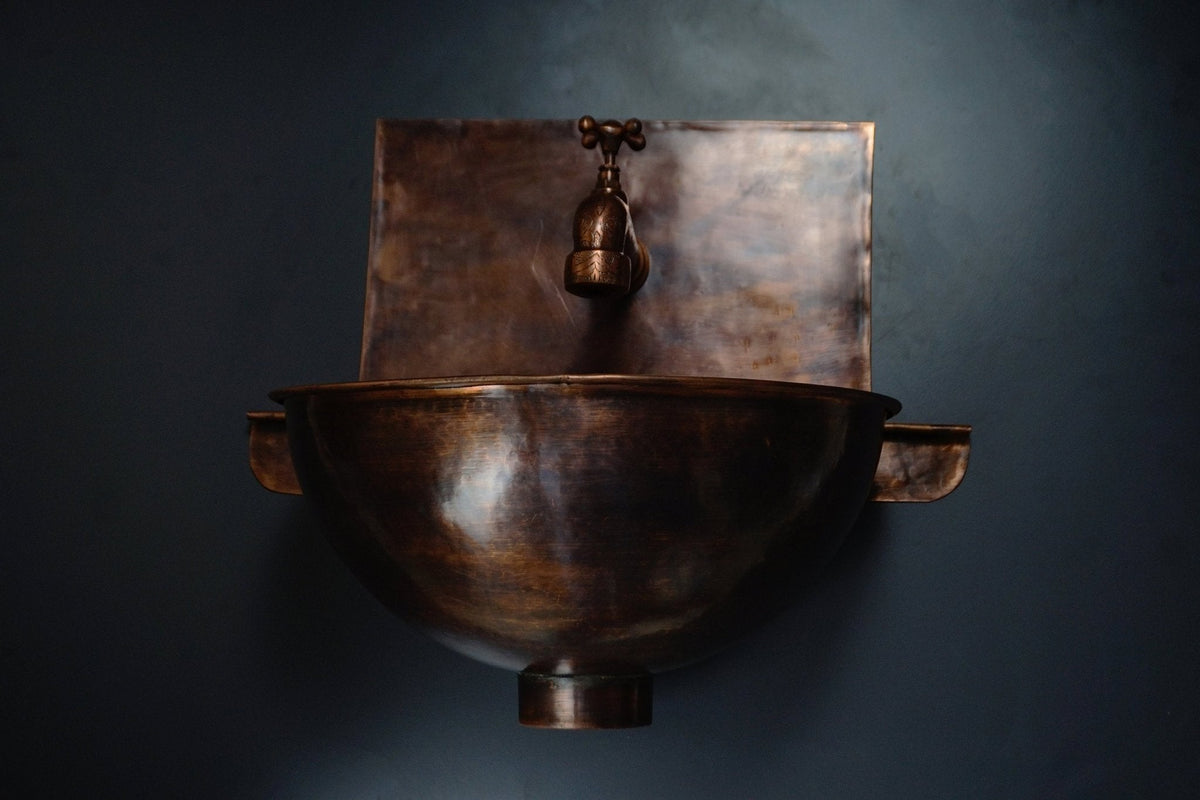 Rustic Copper Wall Mount Sink Bathroom