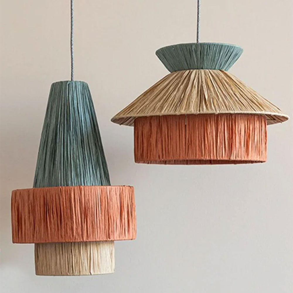 Set 3 Raffia Wabi Sabi Paper Pendant Light