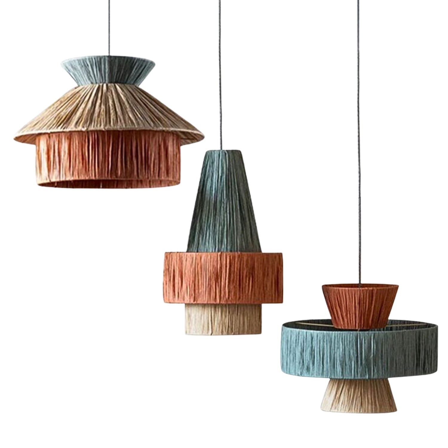 Set 3 Wabi Sabi Raffia Paper Lamp Shade