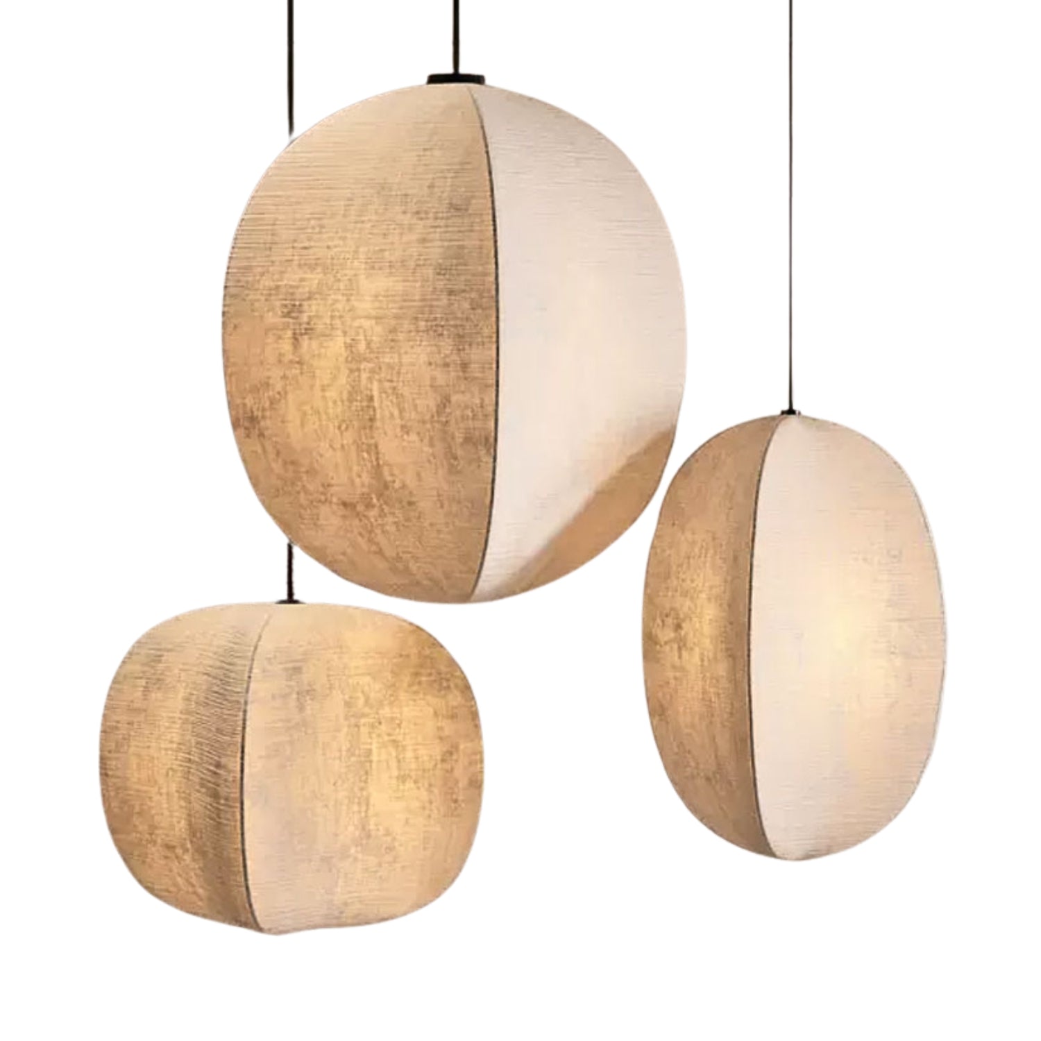Set 3 Wabi Sabi Silk Lantern Pendant Light