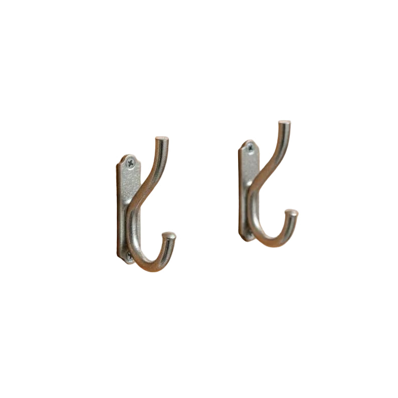 Set of 2 Chrome Wall Hooks – Handmade Double Robe Hooks for Bathroom