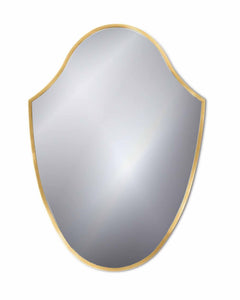 Varaudu Italian Shield Form Brass Wall Mirrors - Antique Brass Bathroom Mirror, Vanity Wall Decor
