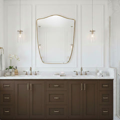 Varaudu Gio Ponti Style Shield Wall Mirror - Antique Brass Bathroom Mirror, Vanity Wall Decor