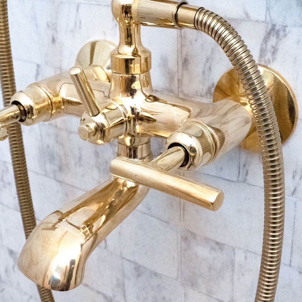 Luxury Vintage Wall-Mounted Shower with Brass Shower Mixer