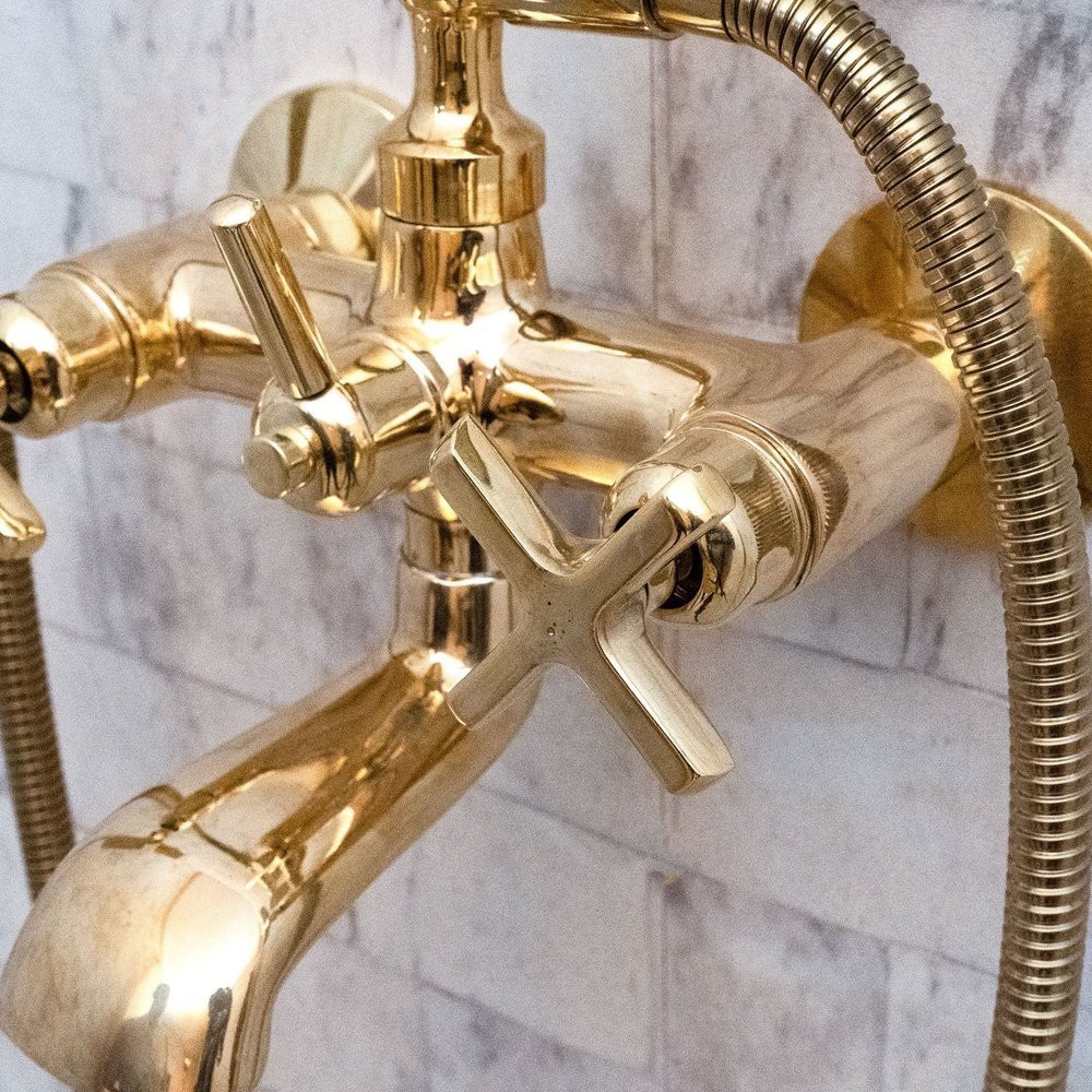 Luxury Vintage Wall-Mounted Shower with Brass Shower Mixer