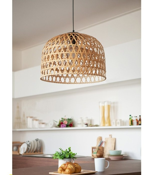 Shuangz Bamboo Woven Dome Pendant Light