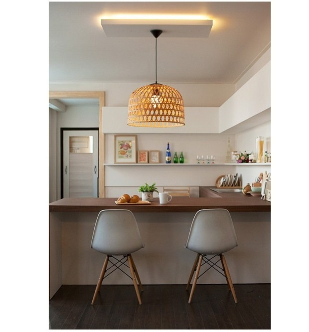 Shuangz Bamboo Woven Dome Pendant Light