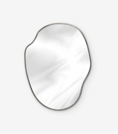 Varaudu Gold Framed Asymmetrical Mirror - Antique Brass Bathroom Mirror, Vanity Wall Decor