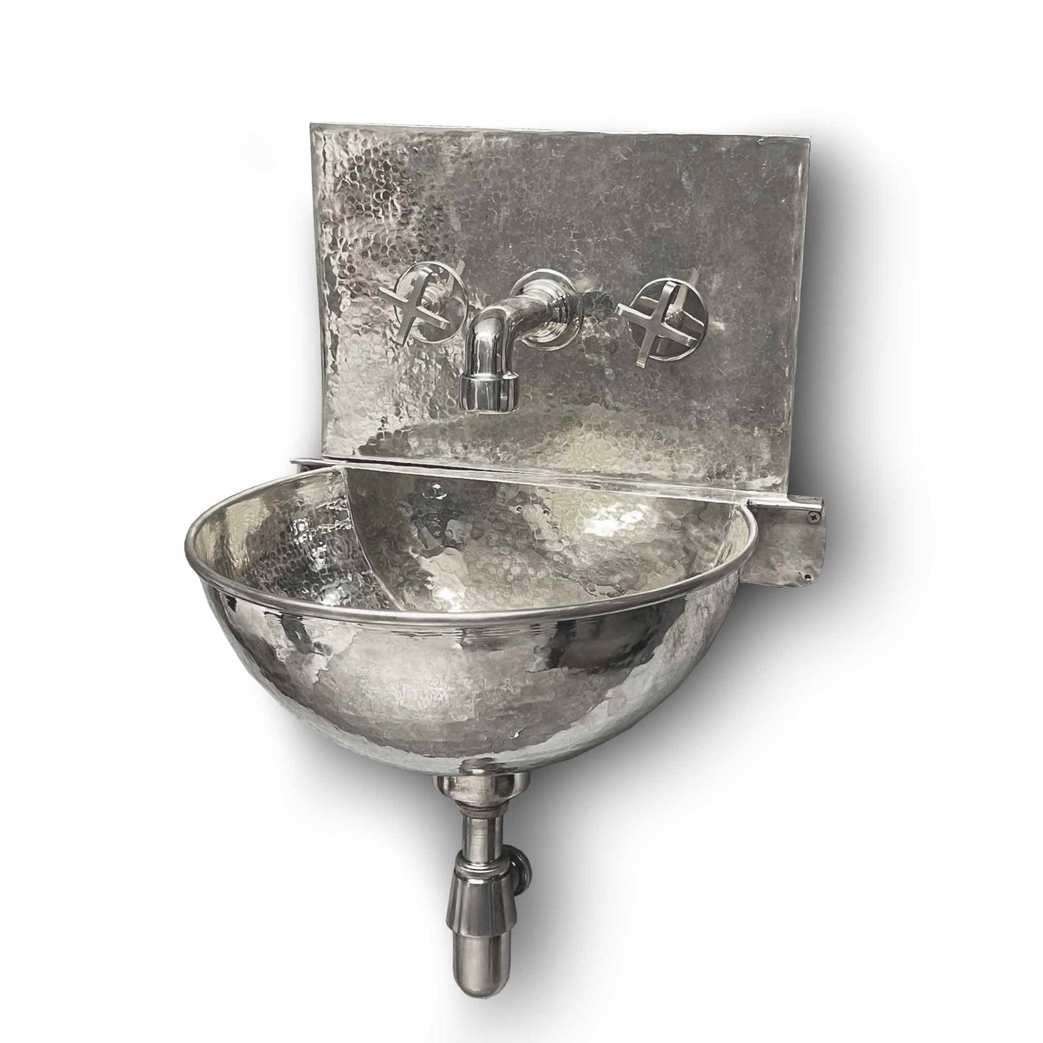 Silver Wall Mount Sink With Faucet