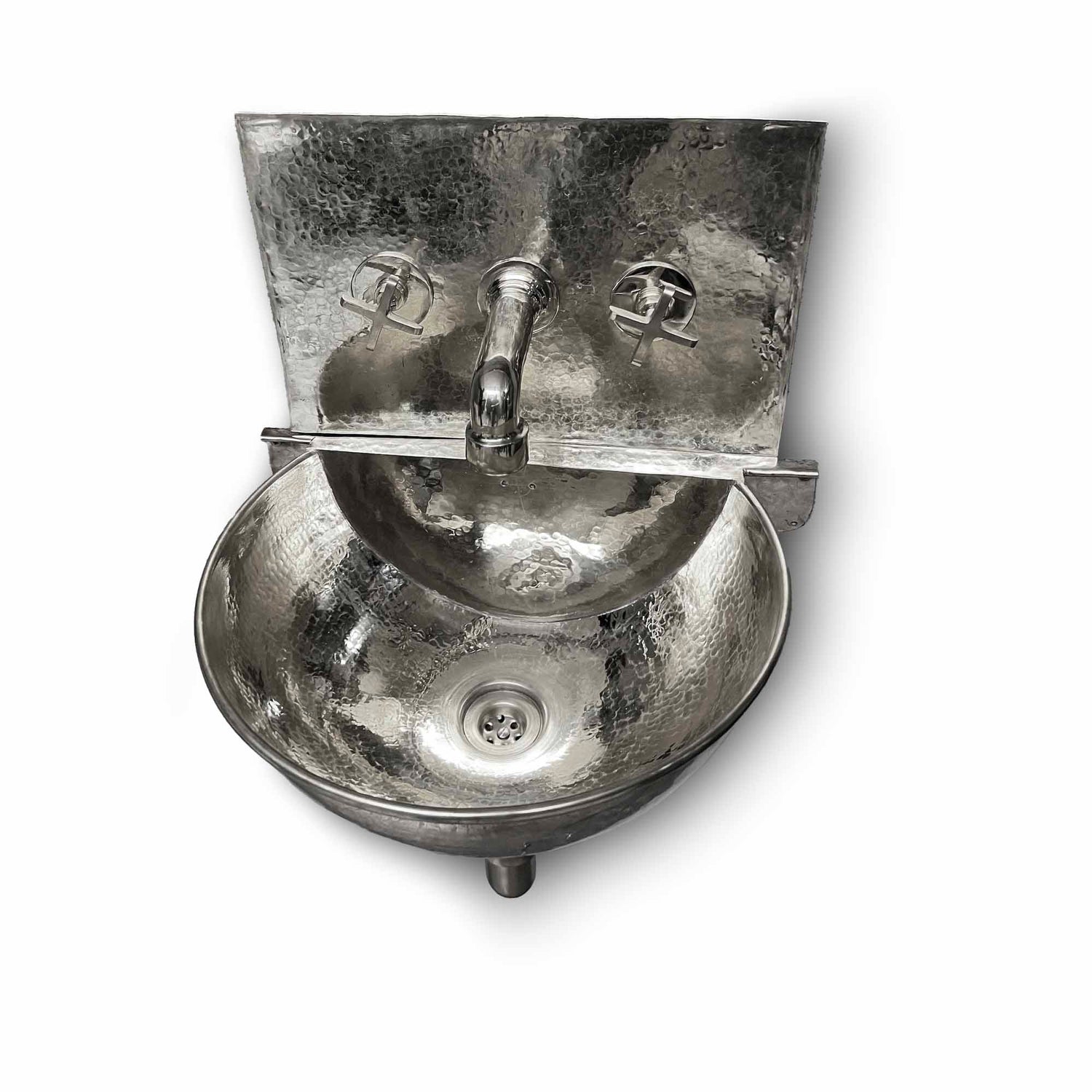 Silver Wall Mount Sink With Faucet