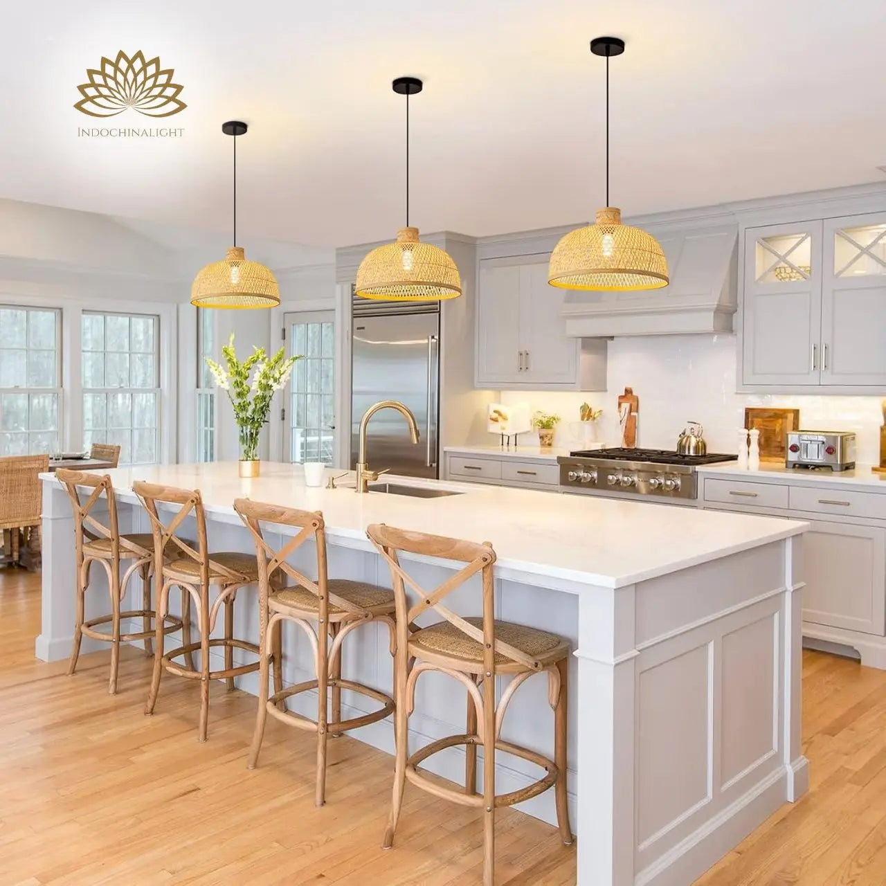 Singkawang Bamboo Woven Dome Pendant Light