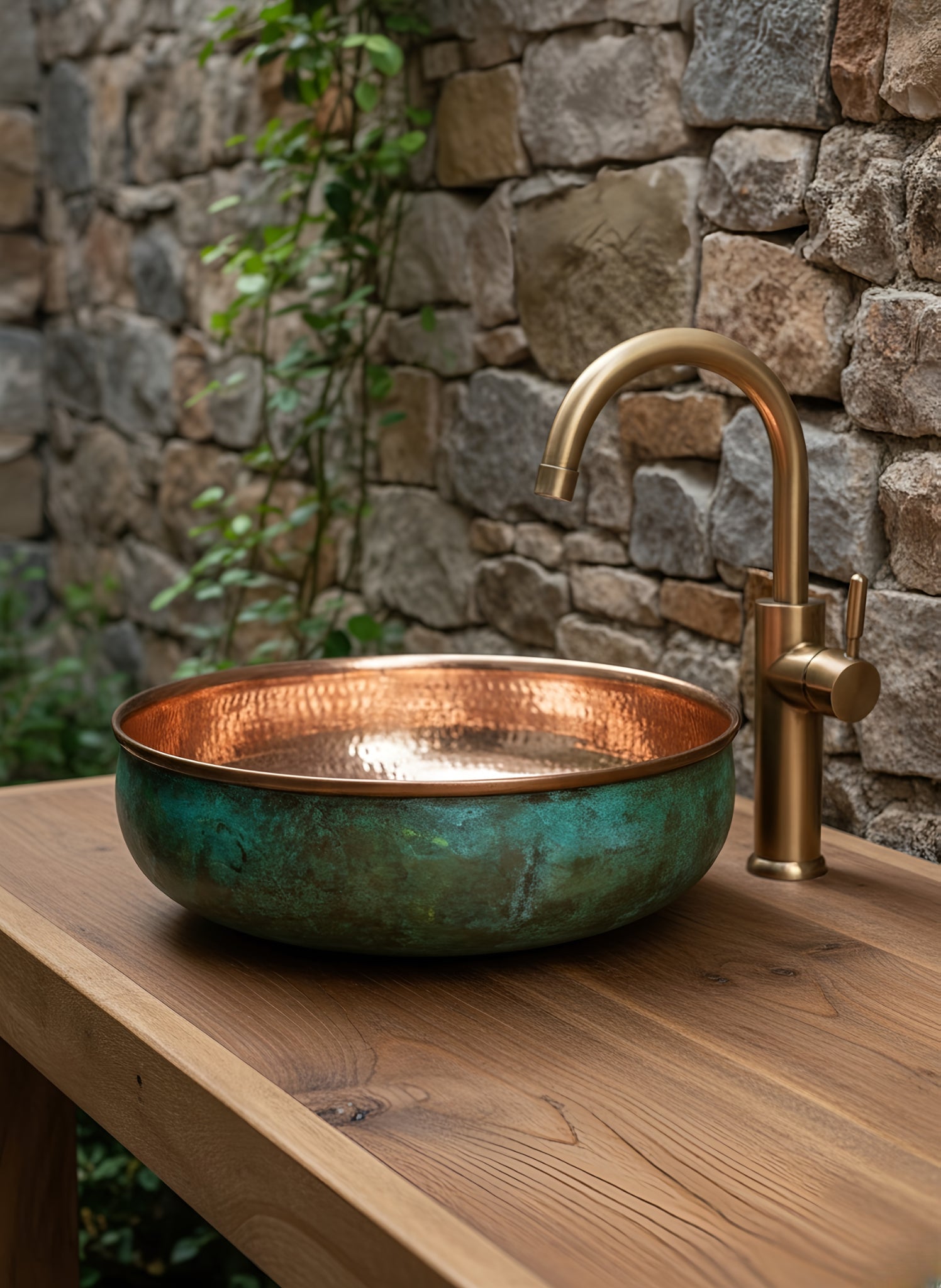 Green Patina Copper Sink - Oxidized Copper Sink Bathoom