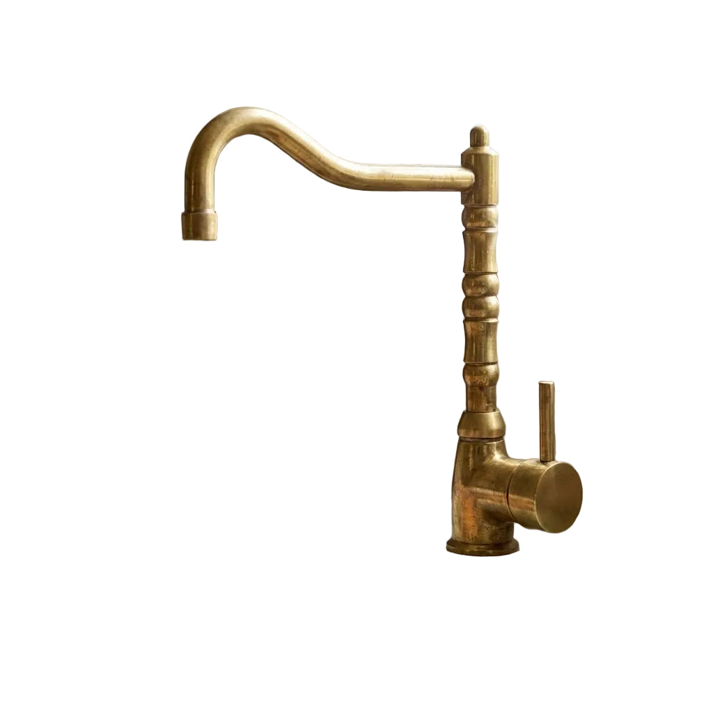 Solid Brass Deck Mount Bathroom Sink Faucet with Single Handle