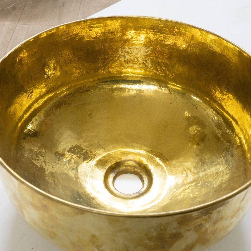 Handcrafted Antique Brass Round Vessel Sink for Elegant Bathrooms