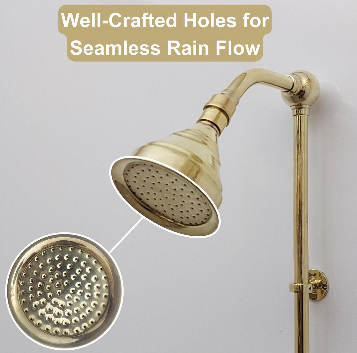 Solid Brass Shower Faucet | Handmade Unlacquered Brass Wall Mount Shower System | Vintage Style by Brasska