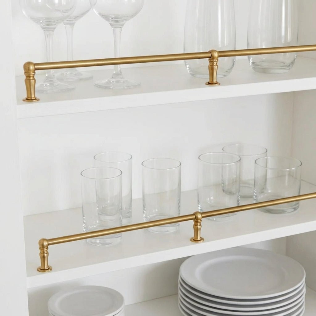 Solid Unlacquered Brass Shelf Rail for Kitchen Gallery Railing