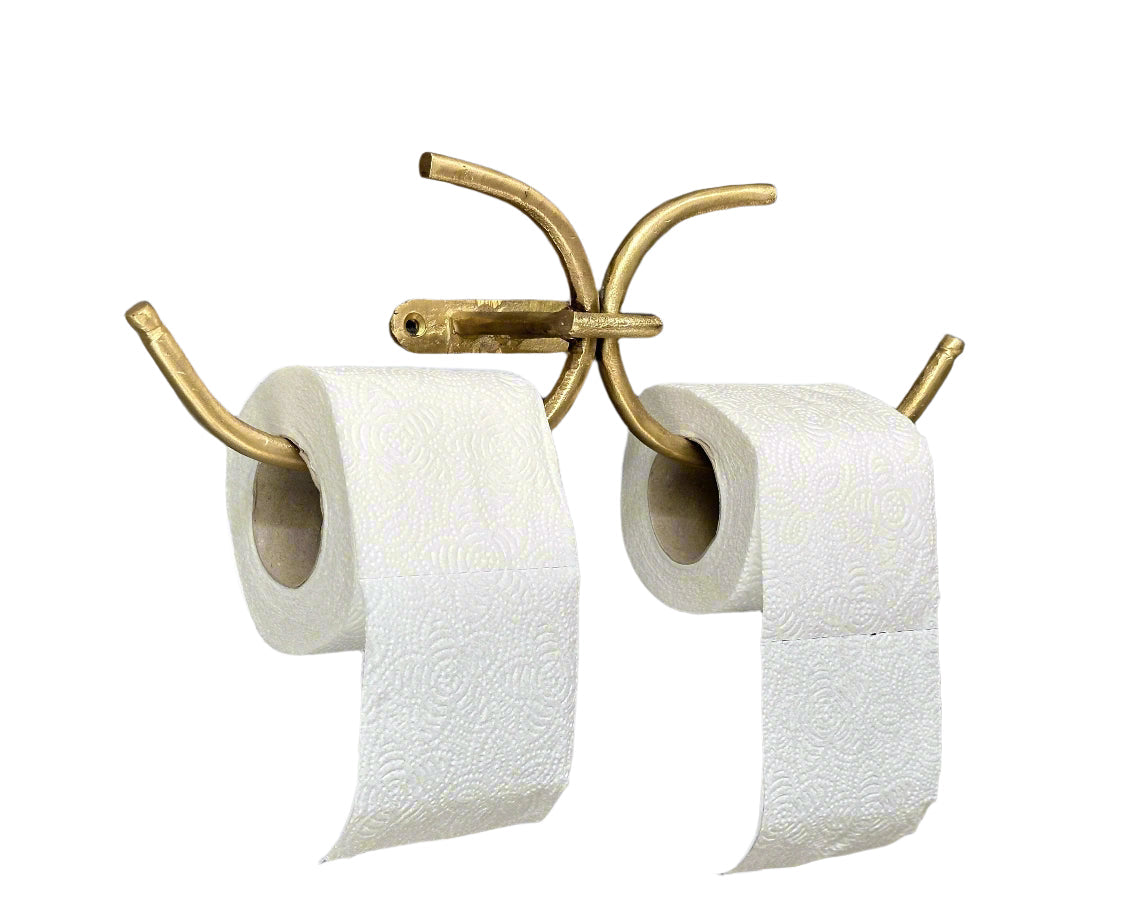 Double Brass Toilet Paper Holder – Handmade Wall Mounted Vintage Bathroom Fixture