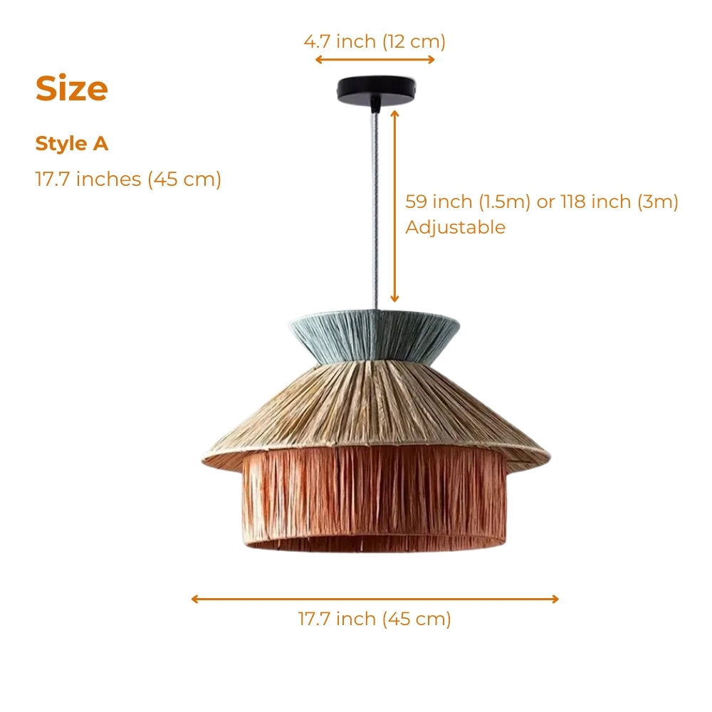 Set 3 Raffia Wabi Sabi Paper Pendant Light