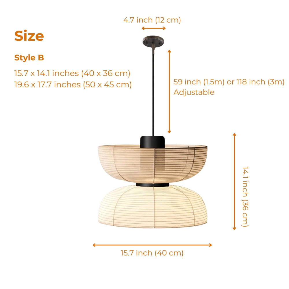 style b japanese wabi sabi farbic pendant light size