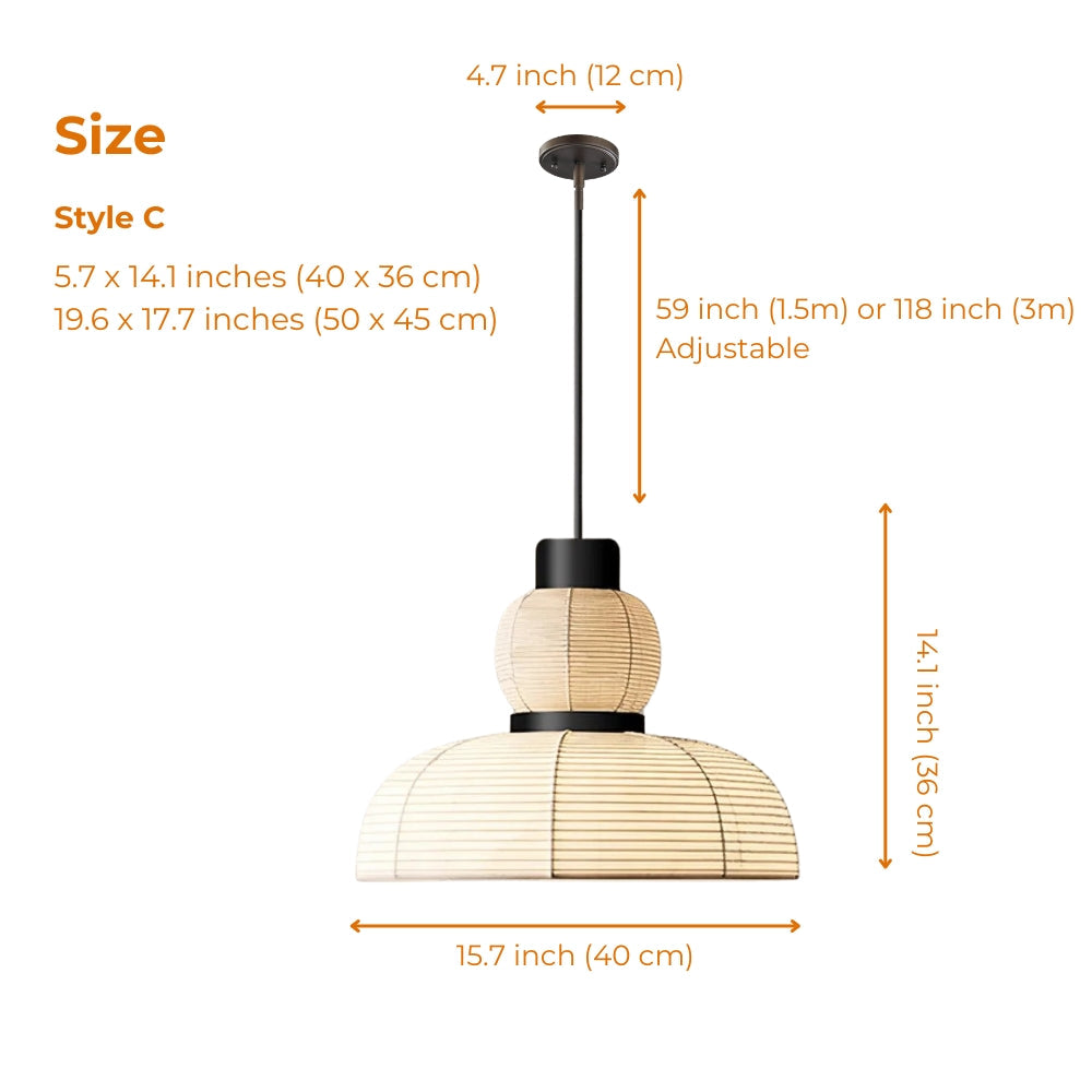 style c japanese wabi sabi farbic pendant light size