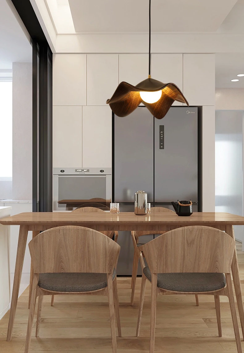 Casia Lotus Wabi Sabi Wood Pendant Light