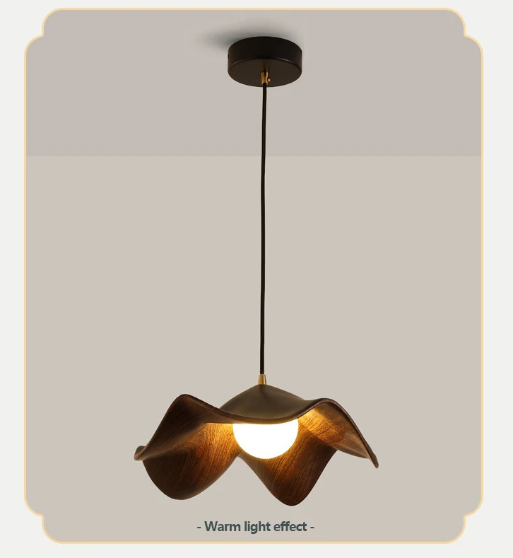 Casia Lotus Wabi Sabi Wood Pendant Light