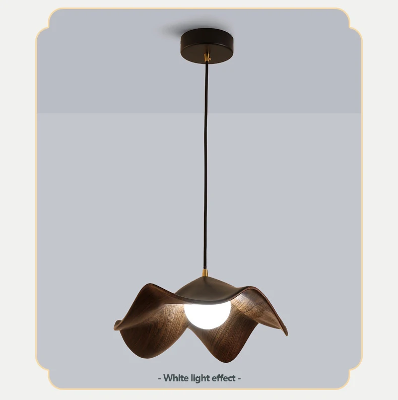 Casia Lotus Wabi Sabi Wood Pendant Light