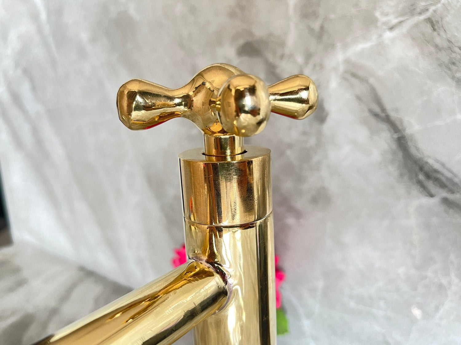 Tall Solid Brass Vessel Sink Faucet - Gold Single Handle Mixer