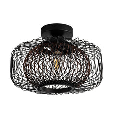 Tbaoinla Black Rattan Ceiling Light 16 inches Shade